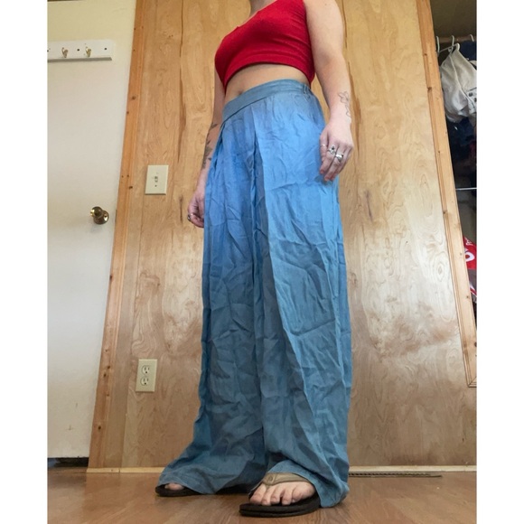 Women's Blue Wide Leg Pants - Picture 3 of 5